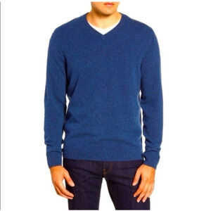 Club Room Luxury Mens 100% Cashmere V-Neck Sweater M Blue Preppy Luxury Dad